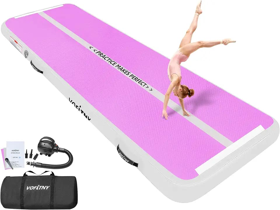 VOFiTNY Inflatable Gymnastics Air Mat Tumble Track with Pump for Training