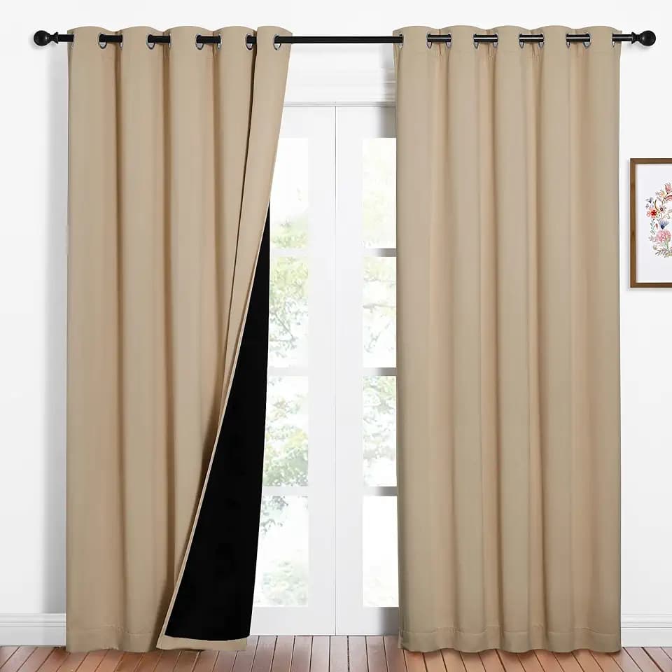 NICETOWN Biscotti Beige Curtains for Living Room 62" w x 84" L 2 Panels