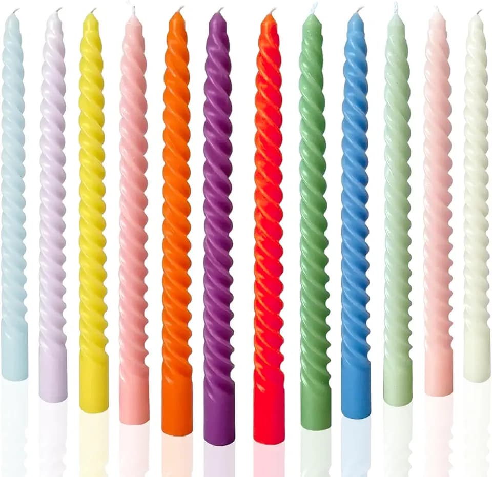 MAITREYA Color Taper Candles Stick Cream Candles-Set of 12 for Decoration Weddings Party Church-Unscented Dripless Candles,10inch(F-12 Colored)