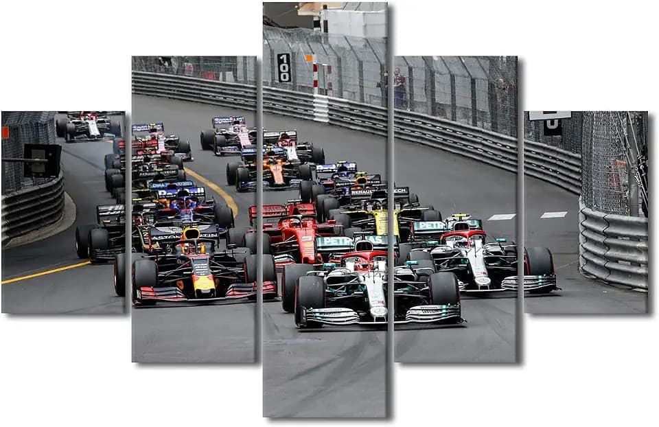 Wall Decorations for Living Room Rustic Home Decor Car Racing Grand Prix Artwork Canvas Paitings Native Ameirican House ArtMotor Racing Posters and Prints Framed Ready to Hang-60''Wx40''H