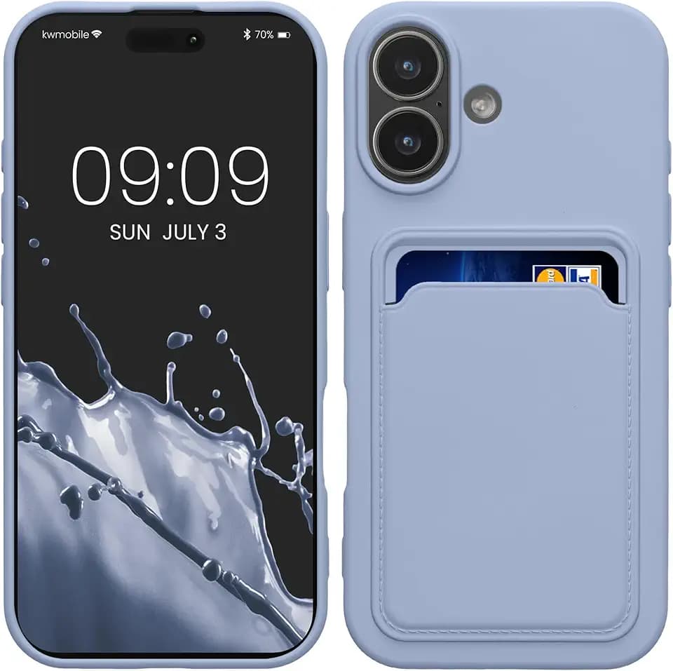kwmobile Handyhülle für Apple iPhone 17 Hülle mit Kartenfach - TPU Case - Kabelloses Laden - Schutzhülle Cover in Lavendel