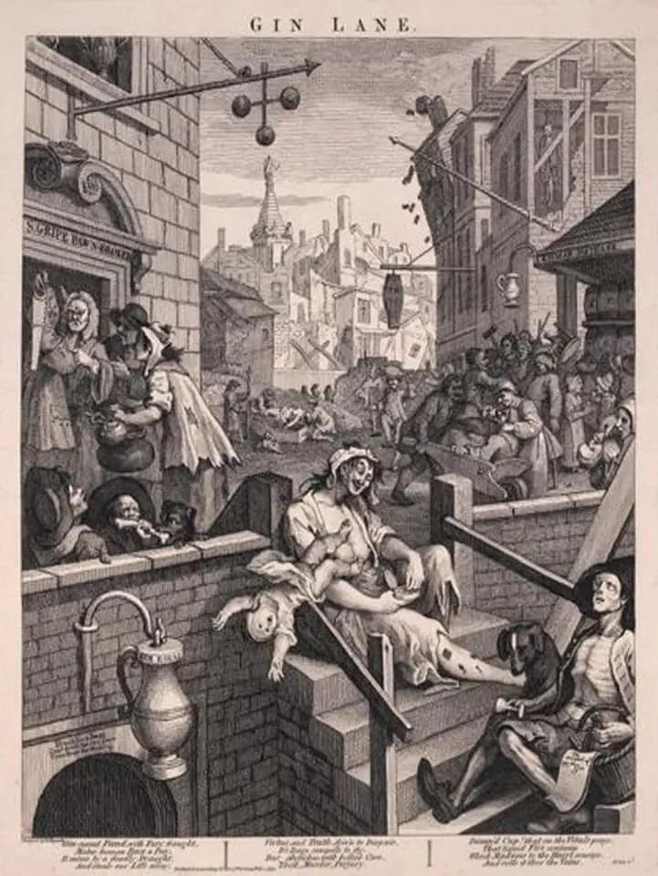 ART.COM Wall Art Print Gin Lane by William Hogarth, 18" x 24"