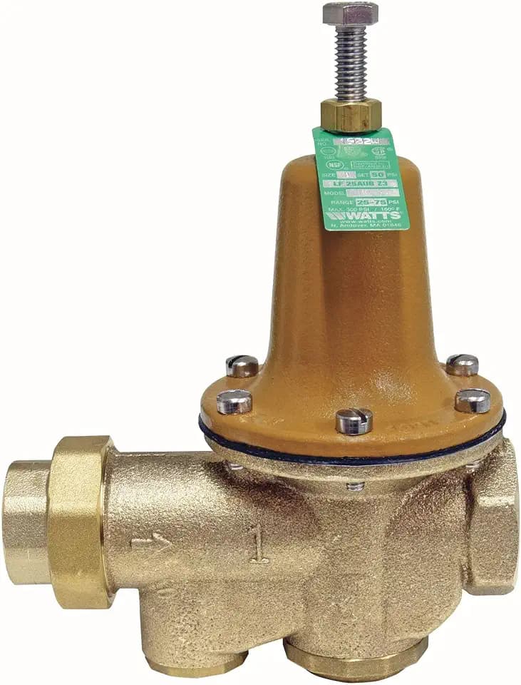 Watts LF25AUB-Z3 Series 1" Lead-Free Cast Copper Silicon Alloy Water Pressure Reducing Valve, NPT Female Union x NPT Female Outlet, Polymer Seat, Adjustable Pressure 25 to 75 psi, Maximum 300 psi