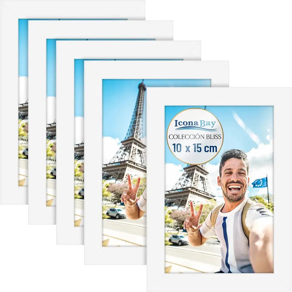Icona Bay - 4x6 Picture Frames - White, 5 Pack - Modern Style Engineered Wood Frames - Table Top or Wall Mount - Bliss Collection