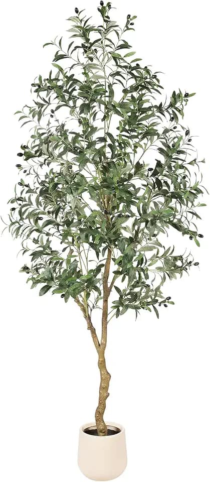 FEELEAD 7ft Olive Trees Artificial Indoor with Planter for Home Decor