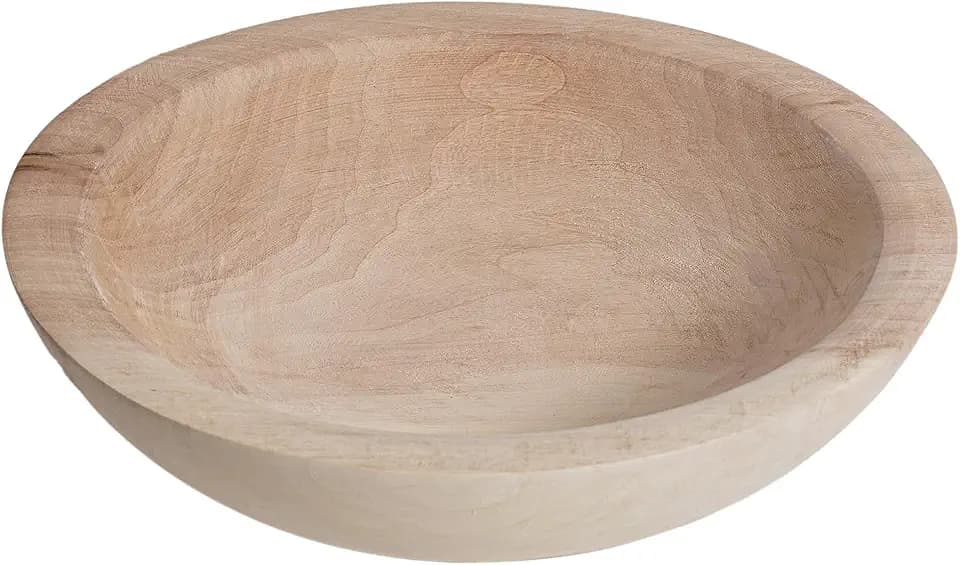 Wooden Decorative Bowl, Farmhouse Centerpiece (Natural)