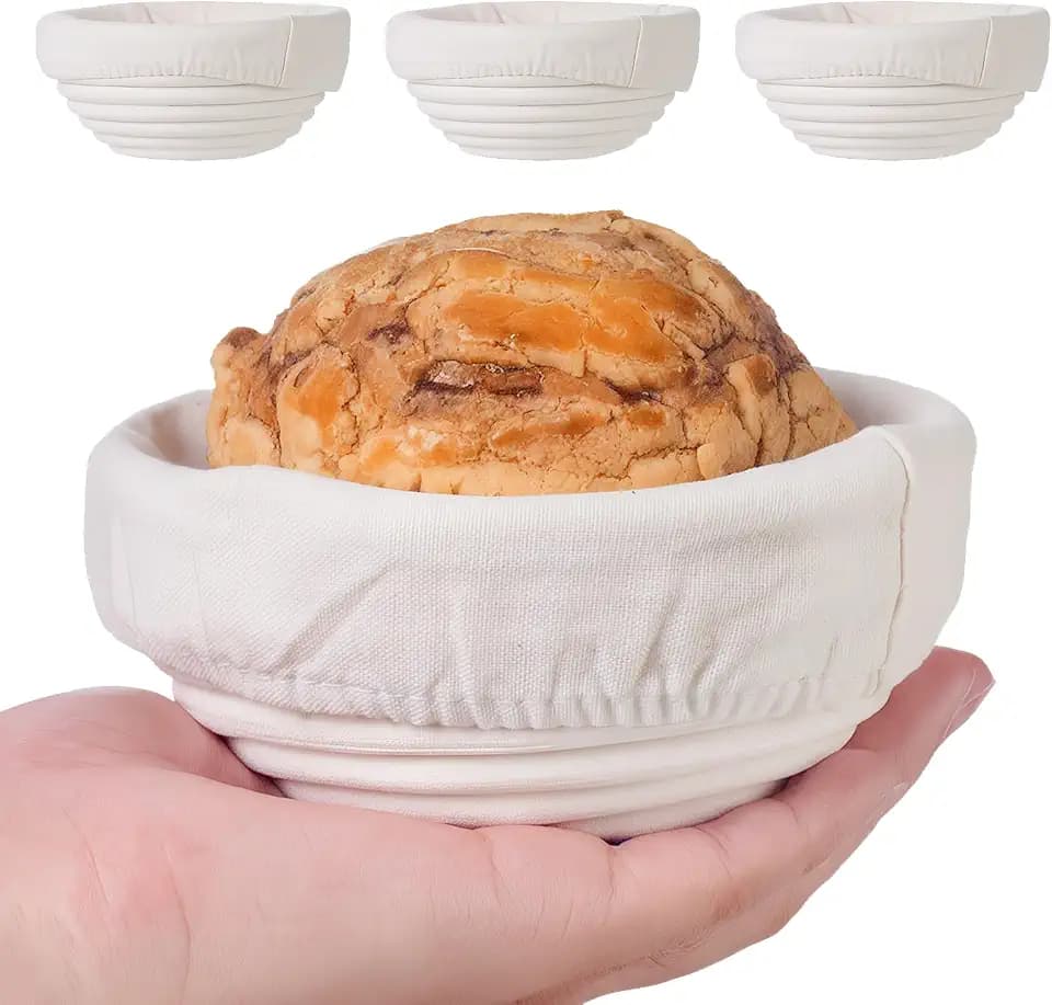 FrutPunch 5In 4 Pack Mini Banneton Bread Proofing Basket, with Cloth Lining