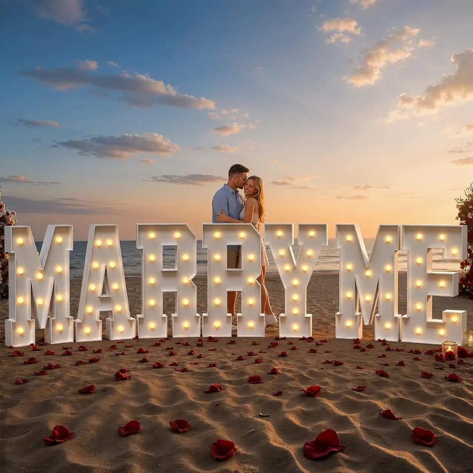 Imprsv Marry Me Light Up Letters, 4FT Marquee Letters Party Decorations