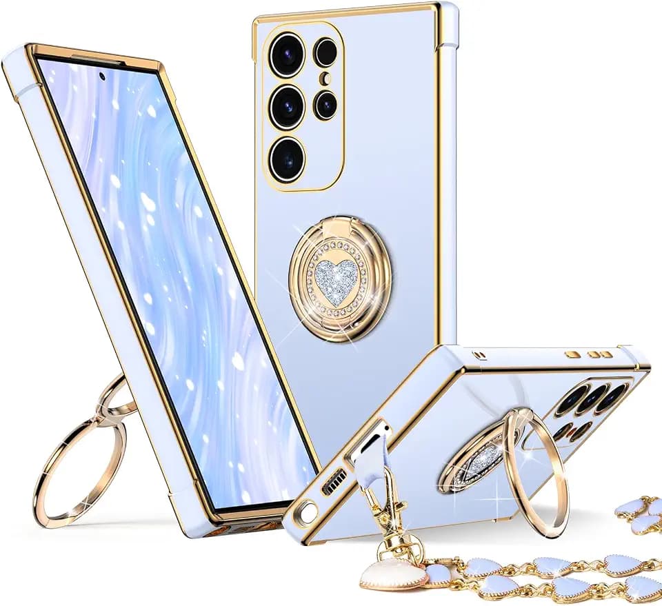 XYZ for Samsung Galaxy S23 Ultra Case with Ring Stand, Blue
