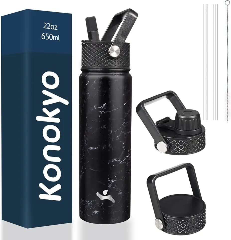 Konokyo 22 oz Insulated Stainless Steel Water Bottle with Straw Lid