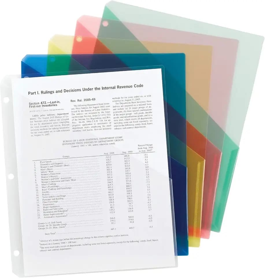Smead Plastic Binder Pocket Slash File Jacket, Assorted Colors, 30 Count