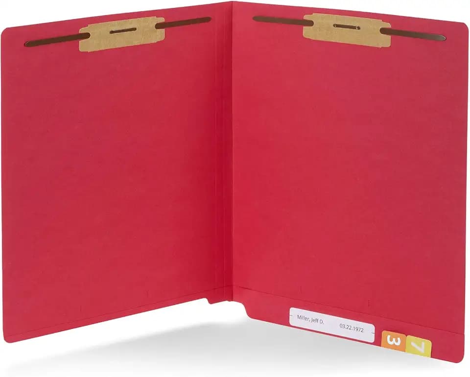 Blue Summit Supplies 50 Red End Tab Fastener File Folders, Letter Size