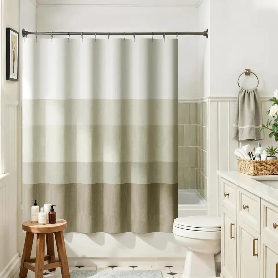 jinchan Ombre Wood Taupe Shower Curtain for Bathroom 70x60 Inch 12 Hooks