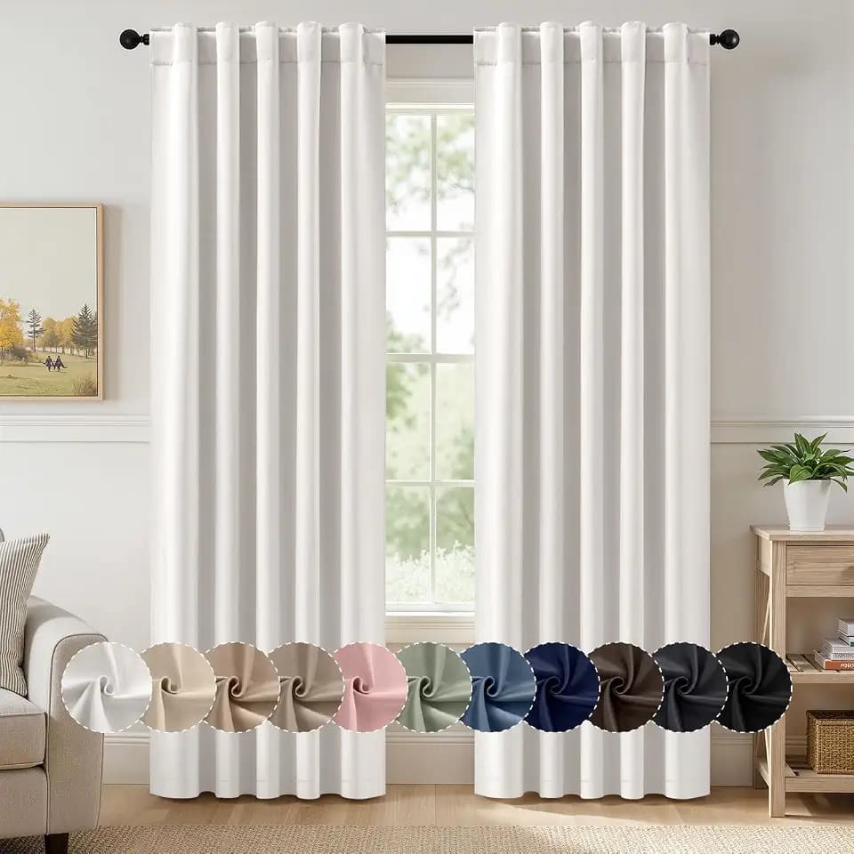 MIULEE Ivory Pinch Pleat Blackout Curtains 40x84 Inch Length 2 Panels Set