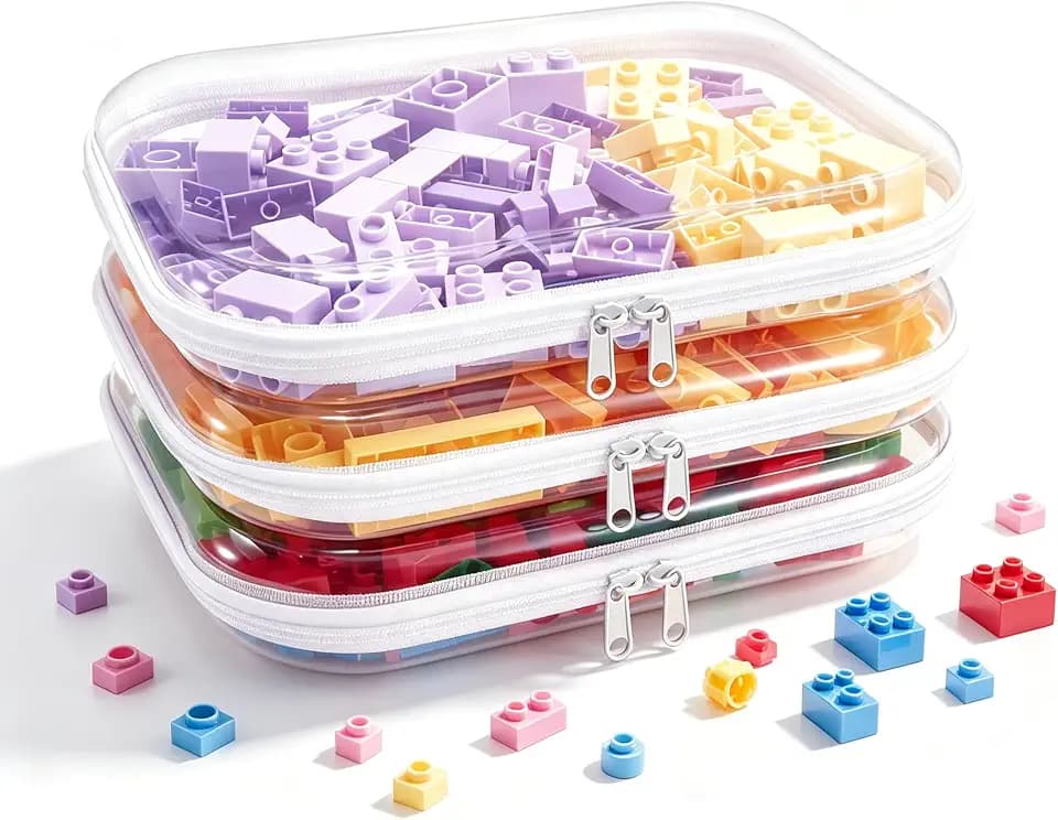 Clear Hard Shell Zipper Case,Transparent Double Zippers Hard Pouch with 3pcs,Portable Travel Organizer Bin for Toy Storage