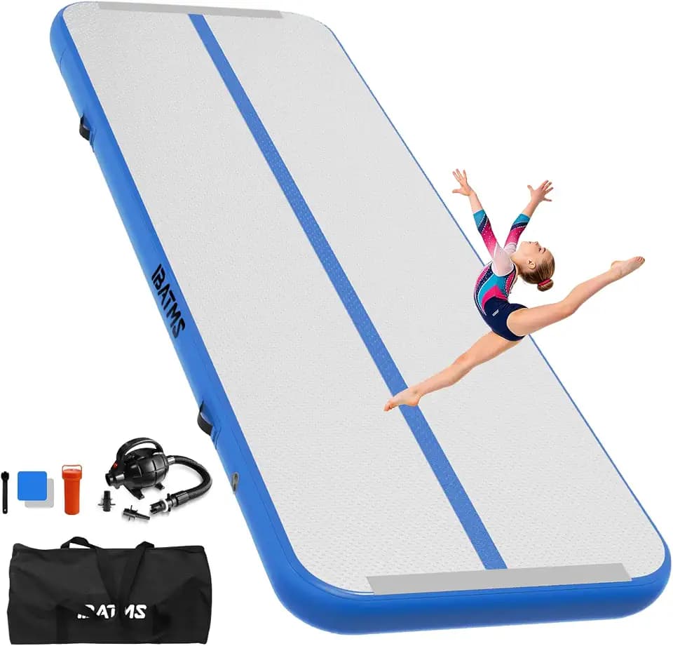 IBATMS Inflatable Gymnastics Mat with Pump 10ft/13ft/16ft/20ft, 4inch