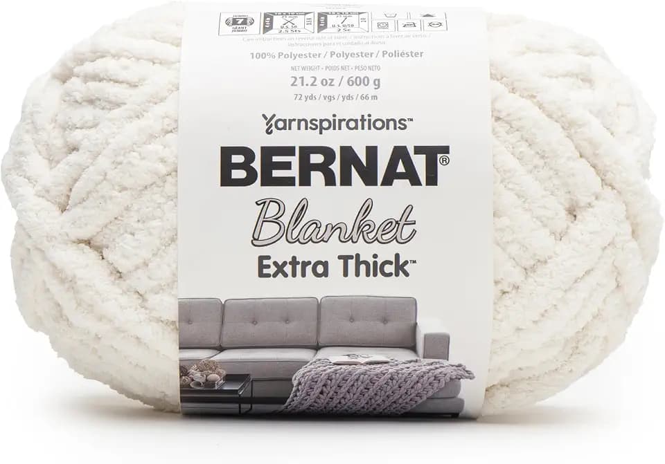 Bernat Blanket Extra Thick Chunky Yarn for Crocheting, Vintage White