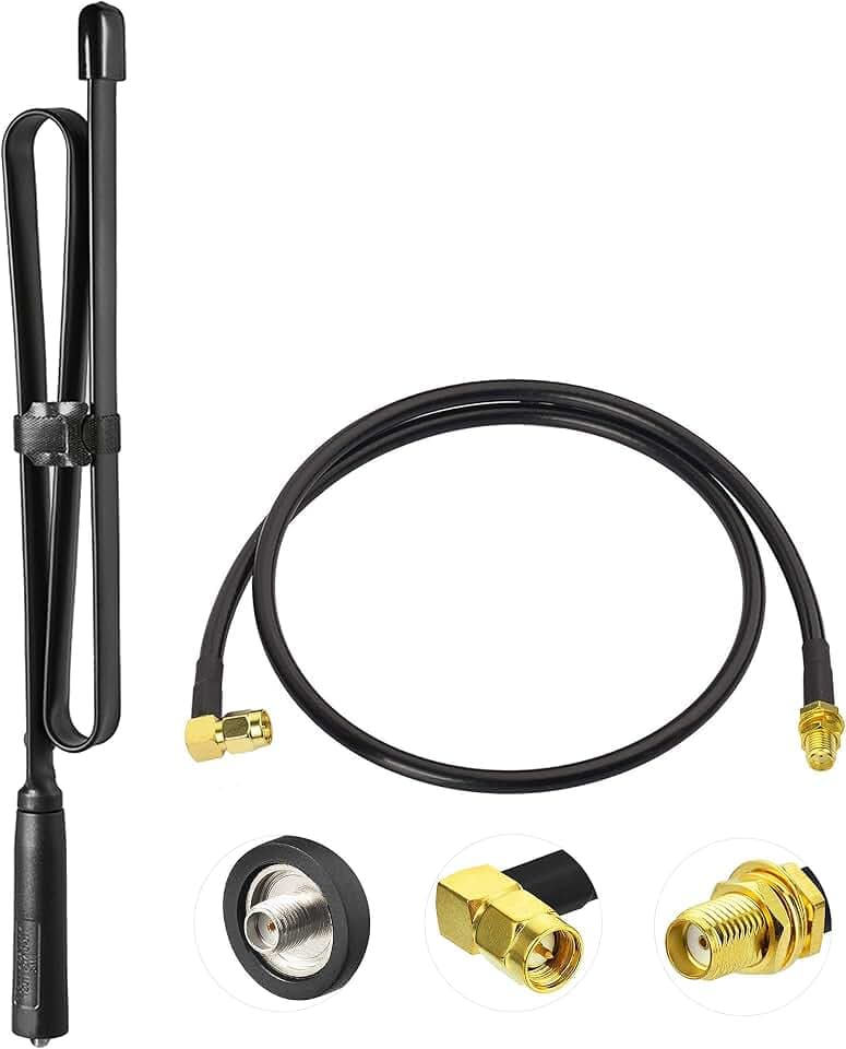 Bingfu Funkgerät Antenne VHF UHF 144/430 MHz 72 cm faltbar SMA Buchse | Mit 1 m Verlängerungskabel, kompatibel mit Baofeng BF-F8HP, UV-5R, UV-82, BF-888S, GT-3 und Amateurfunkgeräten