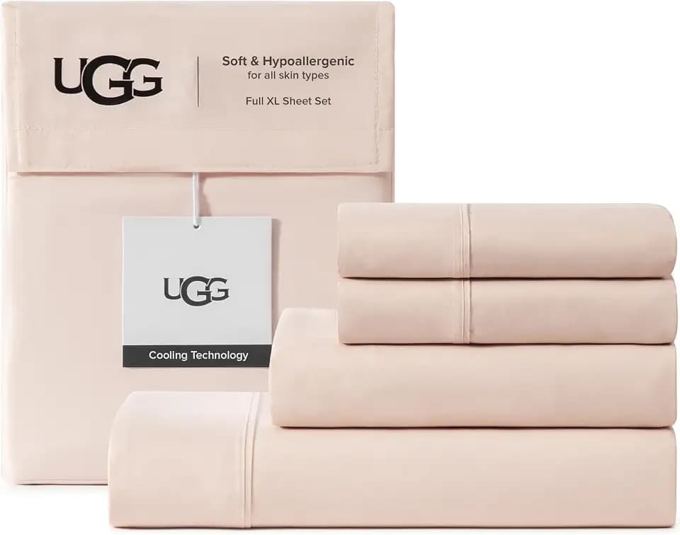 UGG Hedi Full XL Sheet Set, Luxury Cooling Sheets, 4-Piece, Pink
