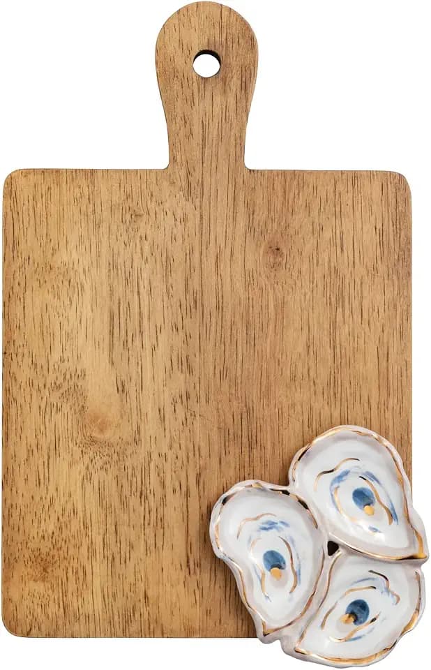 Mud Pie Brown Wood Square Oyster Board
