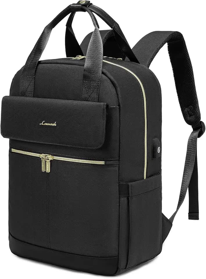 LOVEVOOK Laptop Rucksack Damen, 15,6 Zoll Schulrucksack Teenager Mädchen mit Laptopfach, Wasserdicht Schultasche Arbeitstasche Tagesrucksäcke, Backpack Women Elegant für Uni Büro Reise, Schwarz