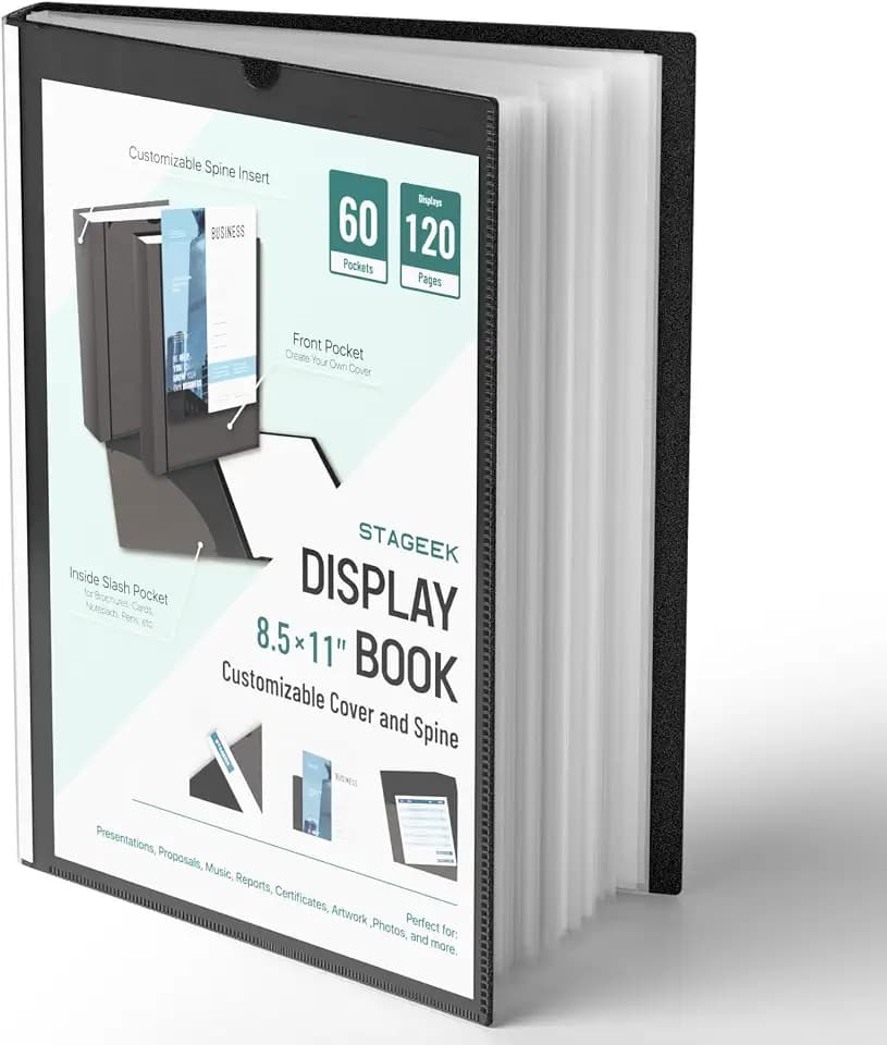 STAGEEK 60-Pocket Portfolio Binder Display 120 Pages, 8.5x11