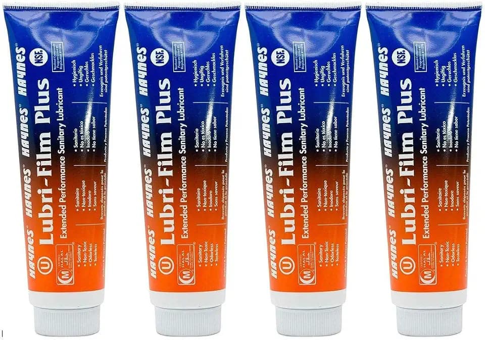 Haynes Lubri-Film Plus Food Grade Grease, O-Ring Lubricant, Food Safe Machine Lubricant, 4 Ounce Tube, Pack of 4 Tubes