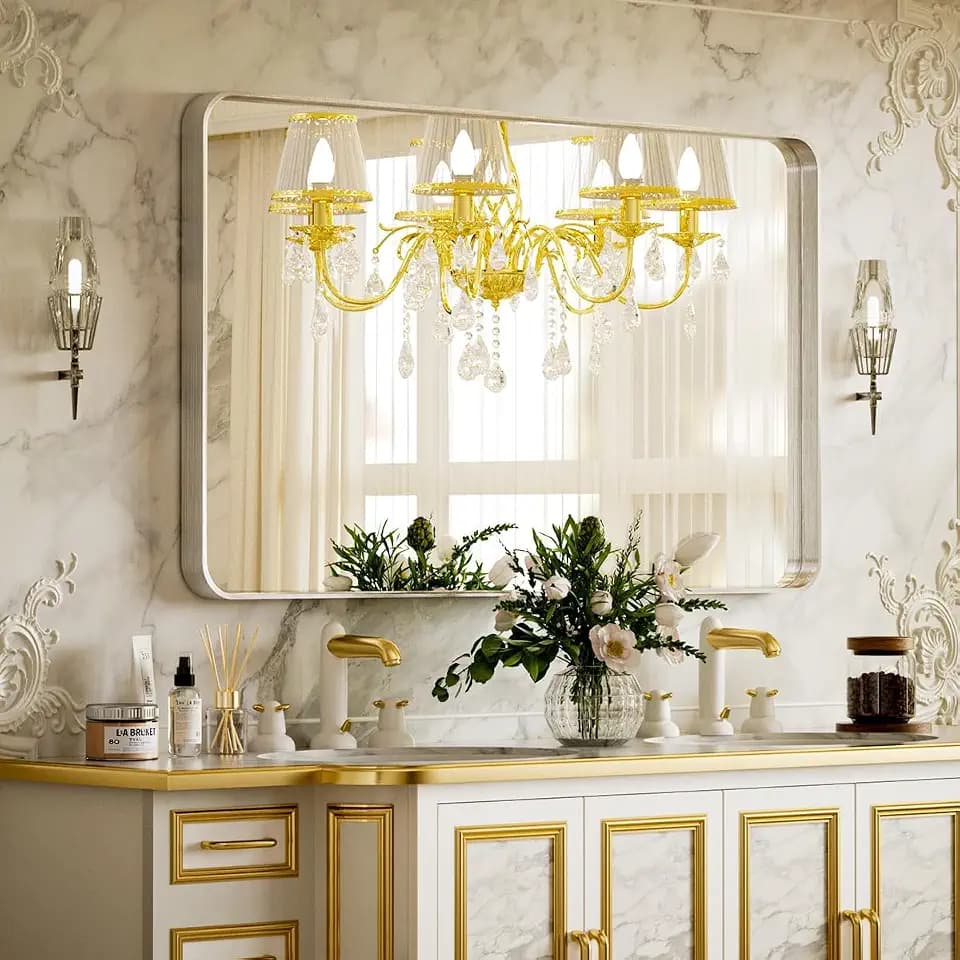 VooBang Bathroom Mirror 24"x32", Silver Gorgeous Deep Frame Wall Mirror