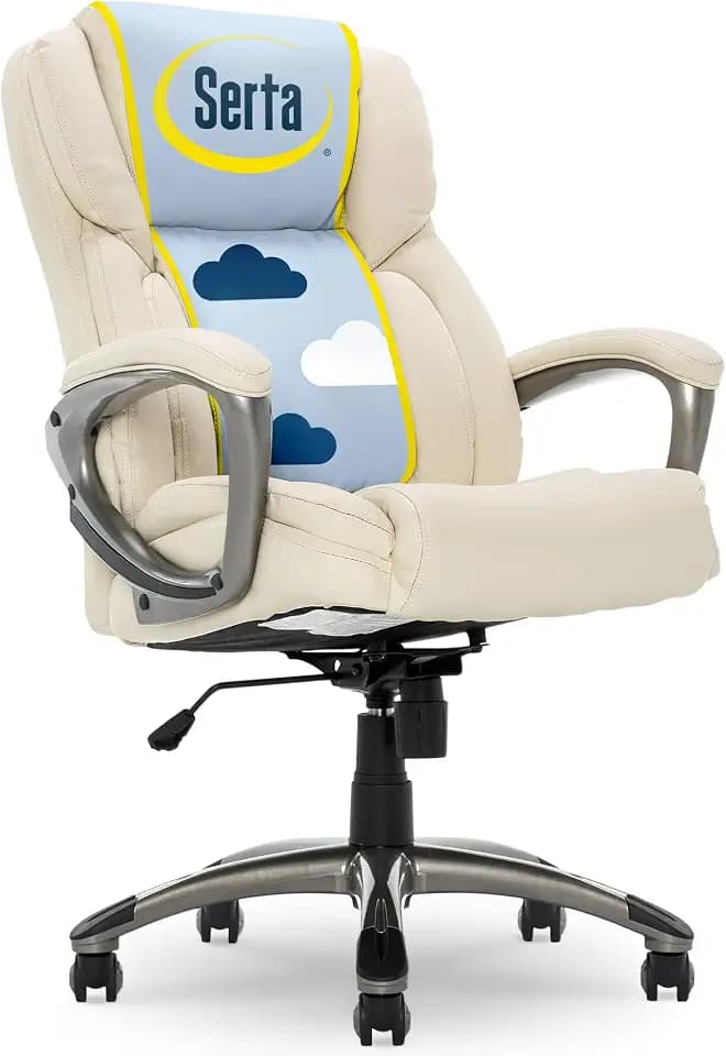Serta Ergonomic Executive Office Chair with Lumbar Support, Leather Chair