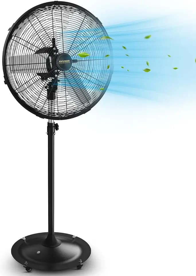 24'' Outdoor Pedestal Fan, 4 Speed Oscillating Pedestal Fan with All Sealed Brushless DC Motor, Outdoor Fans for Patios Waterproof, Heavy Duty Industrial Fan for Commercial, Garage, Warehouse, Factory