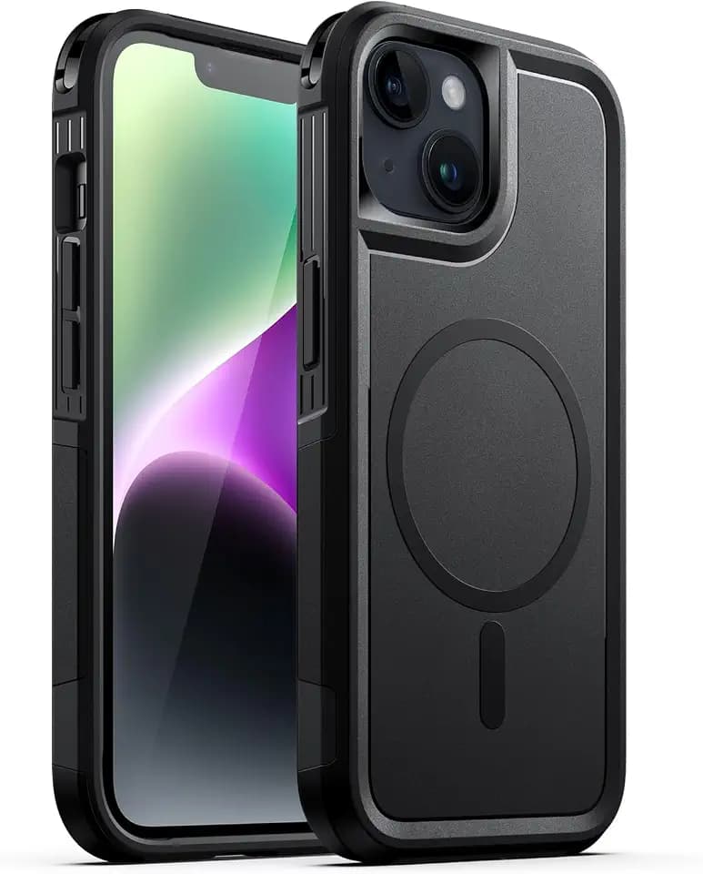 JETech Magnetische Schutzhülle für iPhone 14, Schwarz | Kompatibel mit MagSafe, Doppelschichtiger Schutz, Robuste Stoßfeste Handyhülle