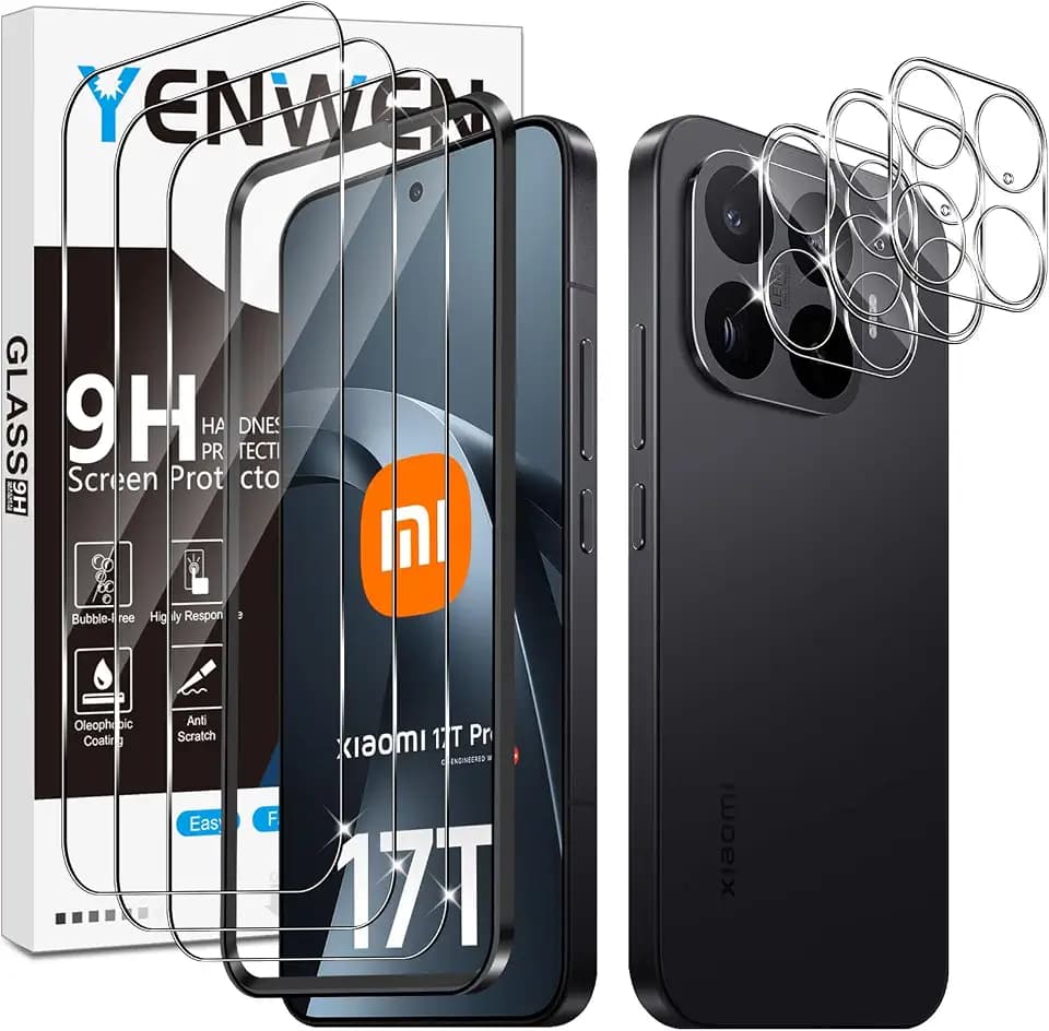 Schutzfolie für Xiaomi 17T Pro 5G für Panzerglas, 3 Stück Displayschutz mit 3 Stück Kameraschutz, 9H Härte Mi 17 T Pro Schutzglas, Handy Folie HD Klar Panzer Schutz Glas Screen