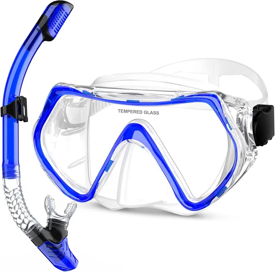 Snorkeling Gear for Adults, Dry Snorkel Mask Set Anti-Fog