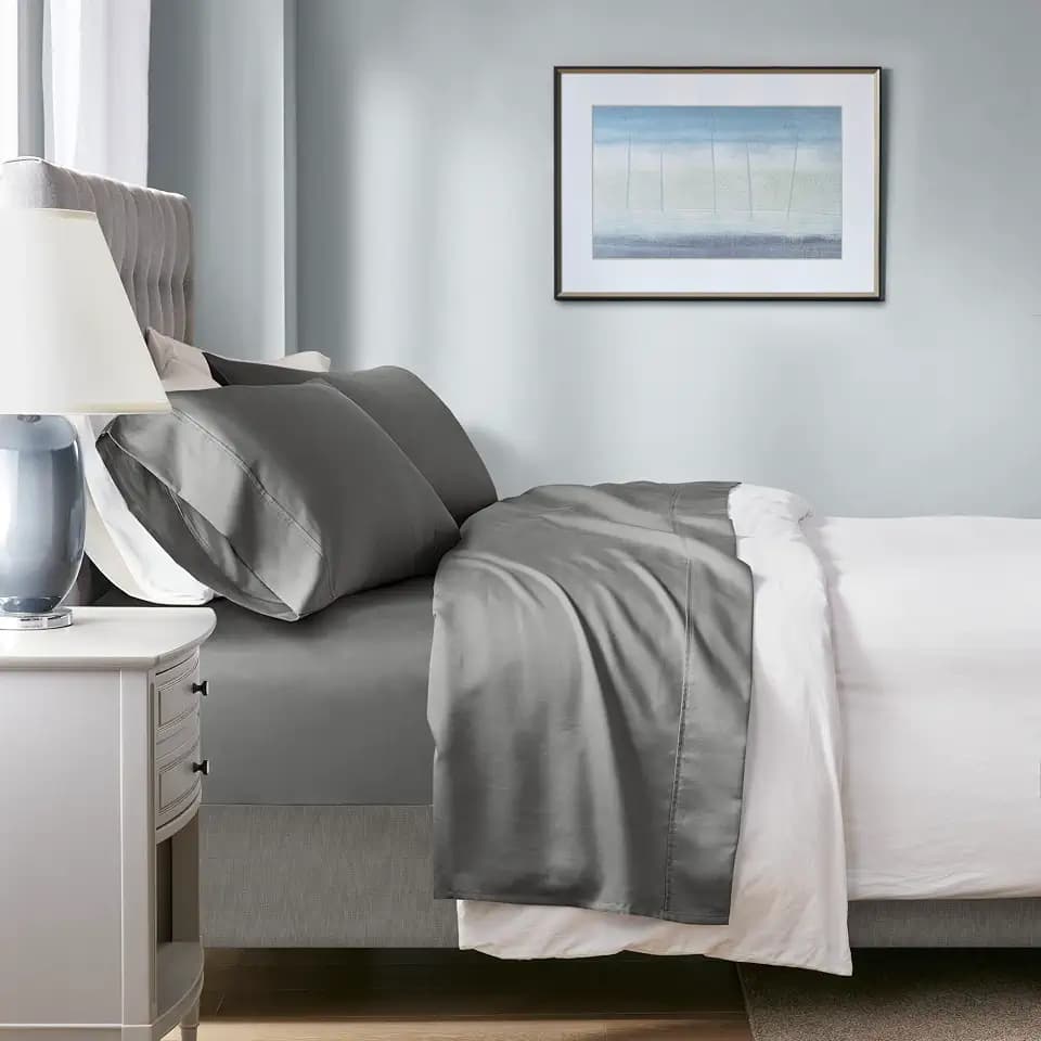 Madison Park 1000 TC Cotton Blend Sheet Set, Queen Size, Charcoal 4 Piece