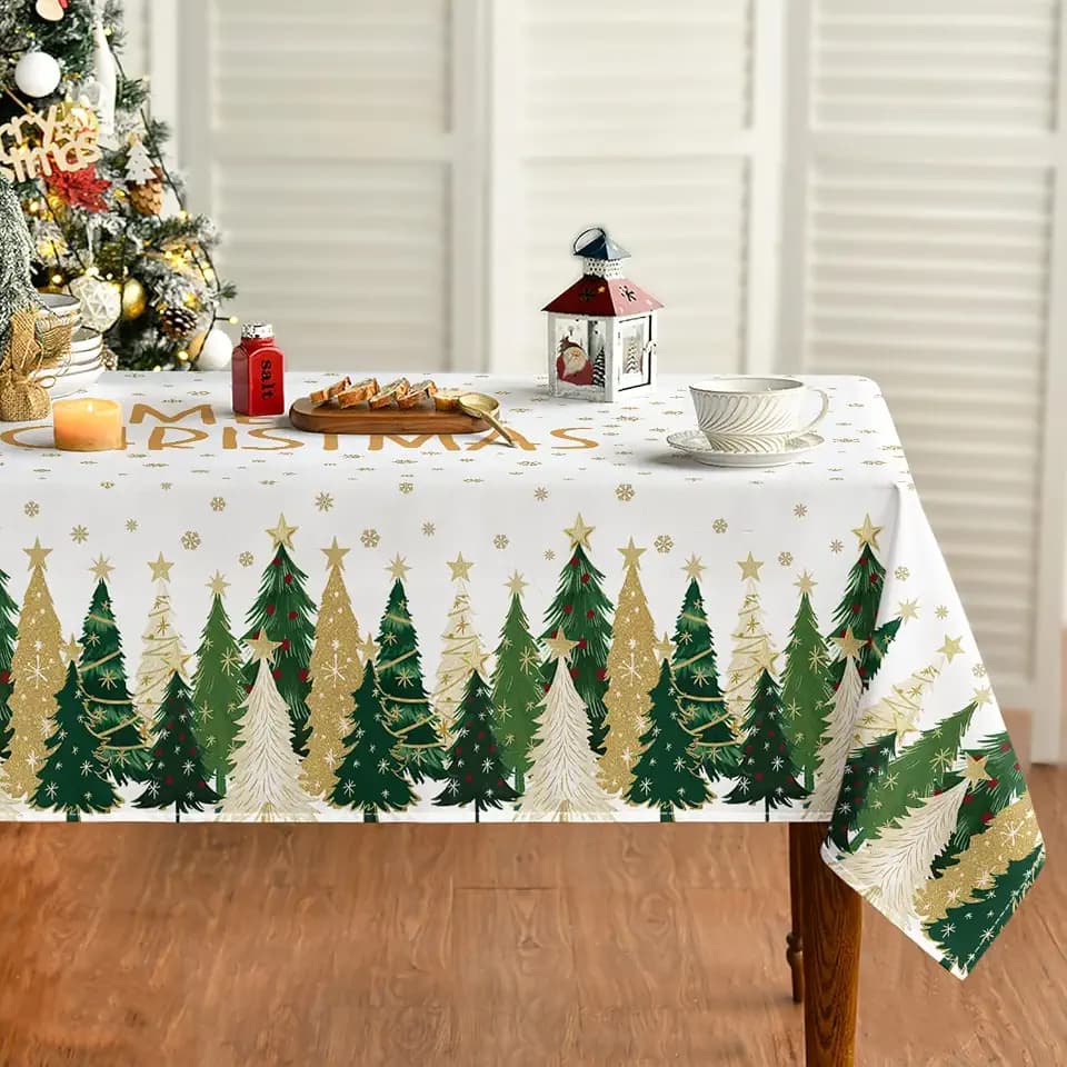 Horaldaily Christmas Tablecloth 60 x 104 Inch Rectangular Winter Stars