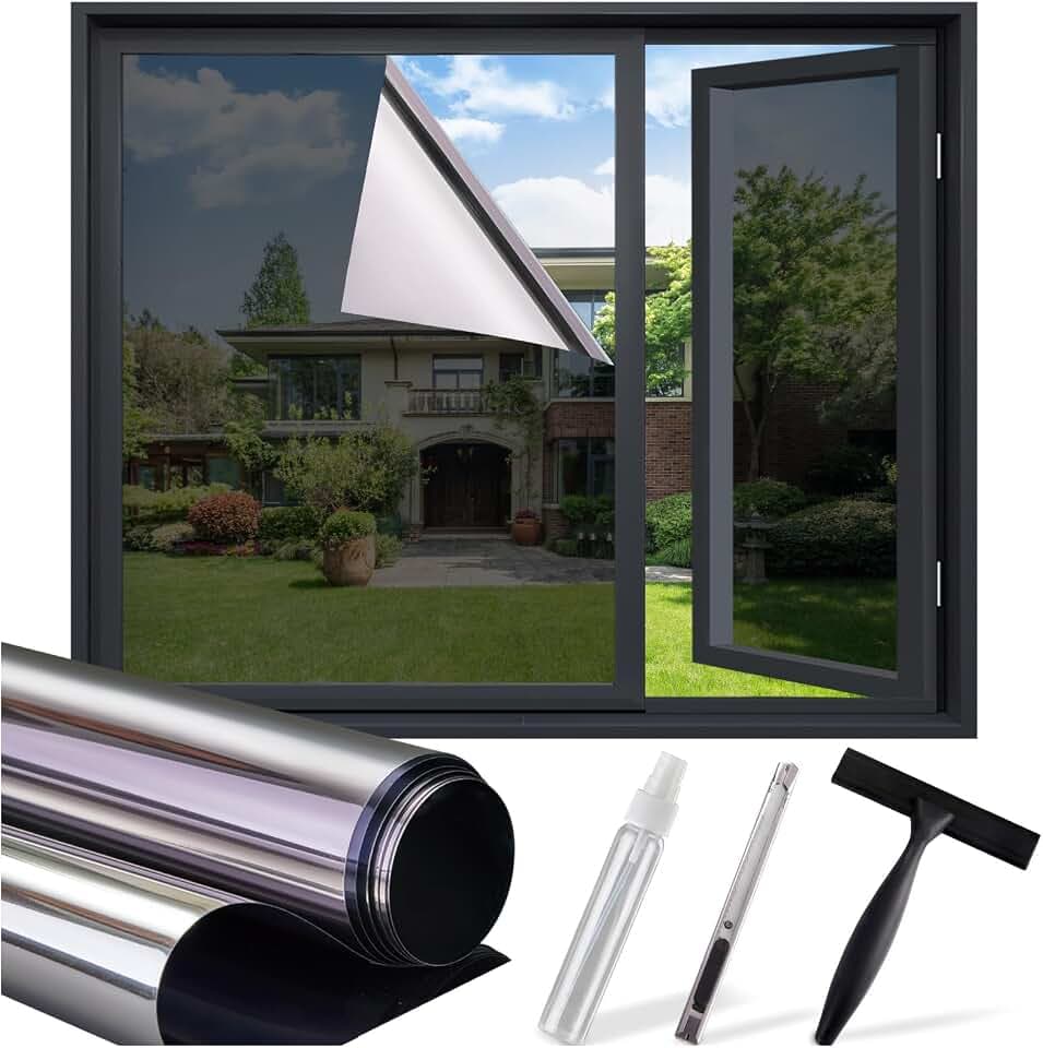 SUNBABY One Way Window Privacy Film, Heat Blocking Window Tint, 17.5"x78.7"