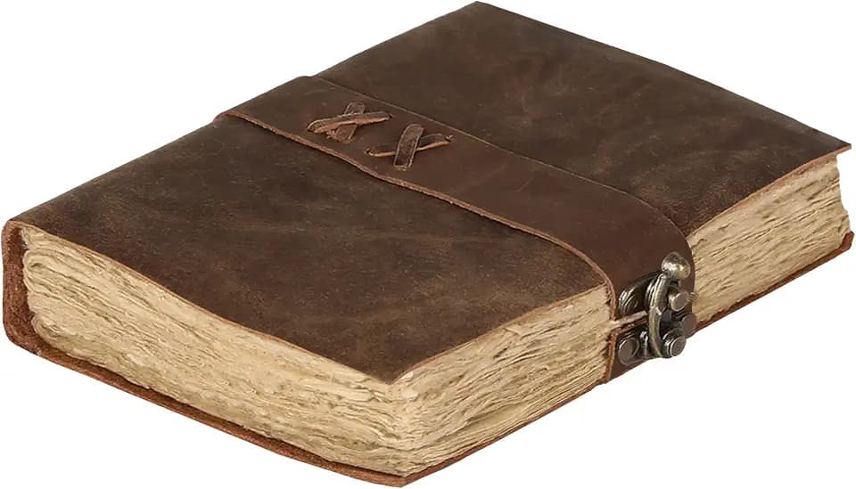 Leather Travel Journal for Men & Women, Deckle Edge Paper & C-Lock Closure