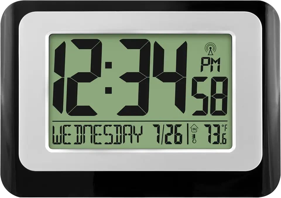 La Crosse Technology W88631 Digital Atomic Clock with Temperature - Black/Silver