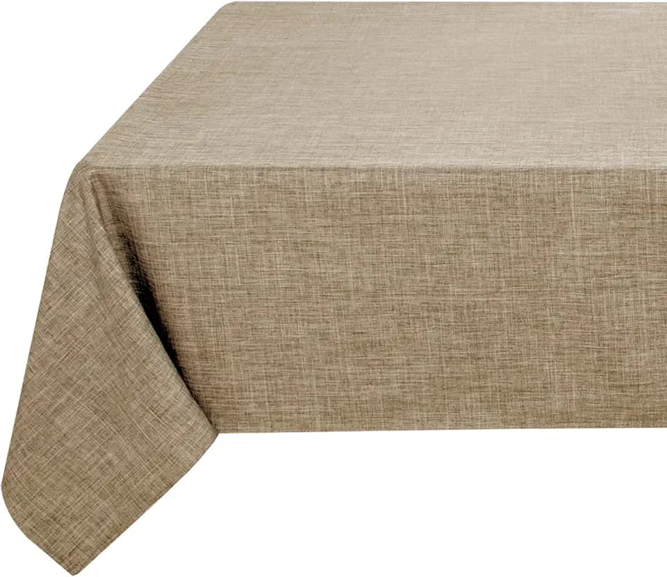 Fitable Khaki Faux Linen Tablecloth Rectangle 54x78 Inch for 4 Ft Tables