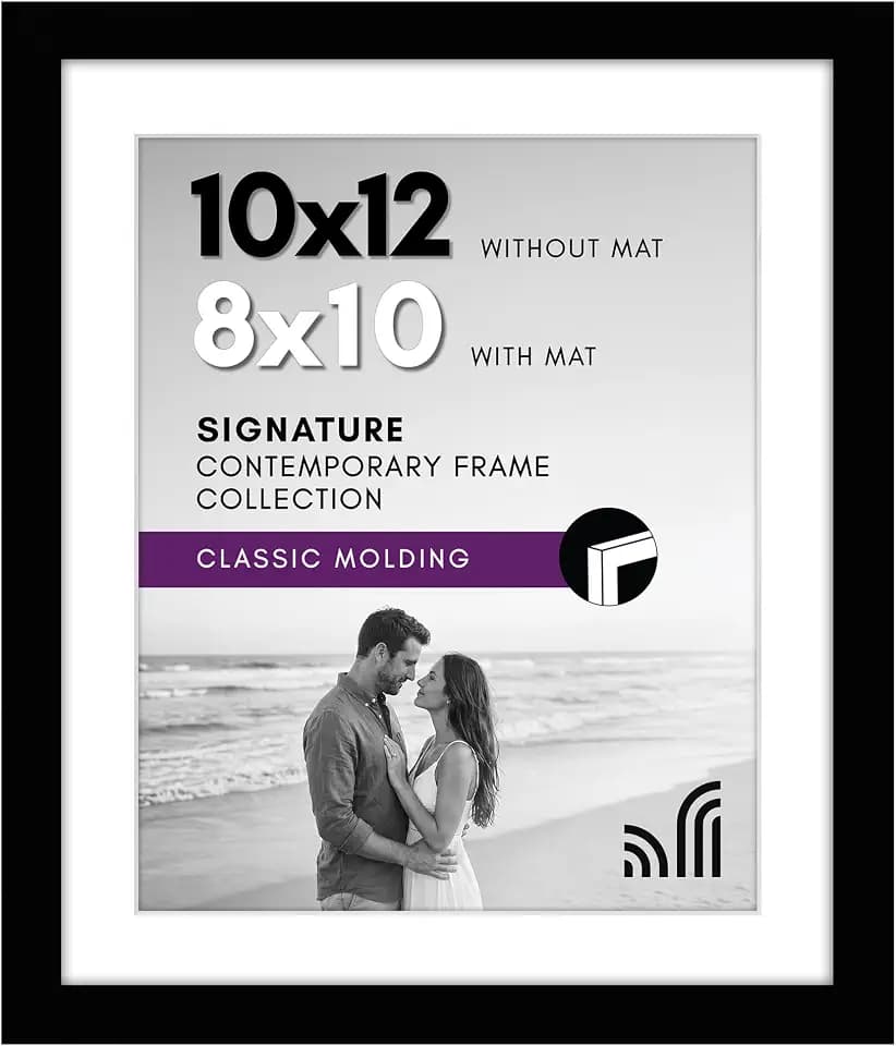 Americanflat 10x12 Picture Frame - Matted to 8x10 - Engineered Wood - Black
