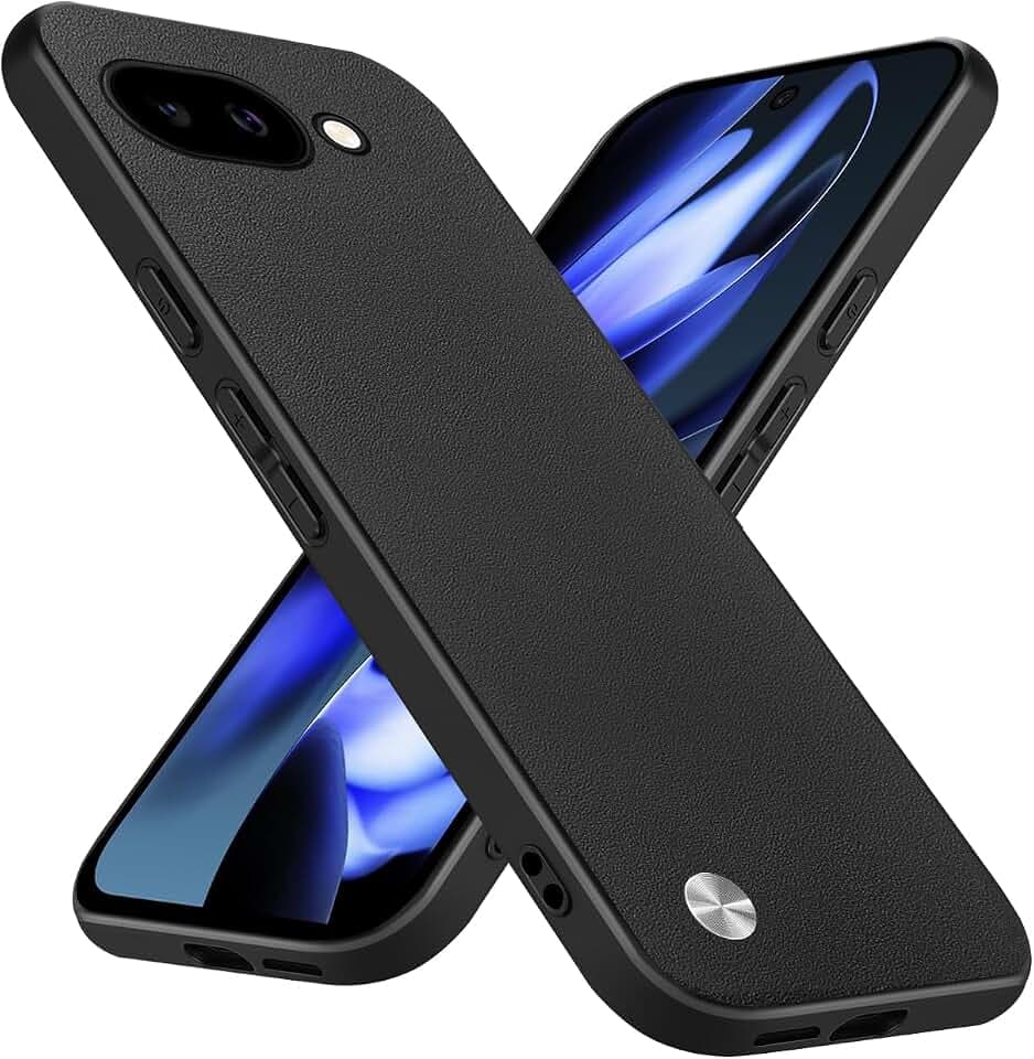für Google Pixel 9a Hülle, Kunstleder Handyhülle Griffig rutschfest Schlank Anti-Fingerabdruck Kratzfest Stoßfest für Google Pixel 9a Schutzhülle (Schwarz)
