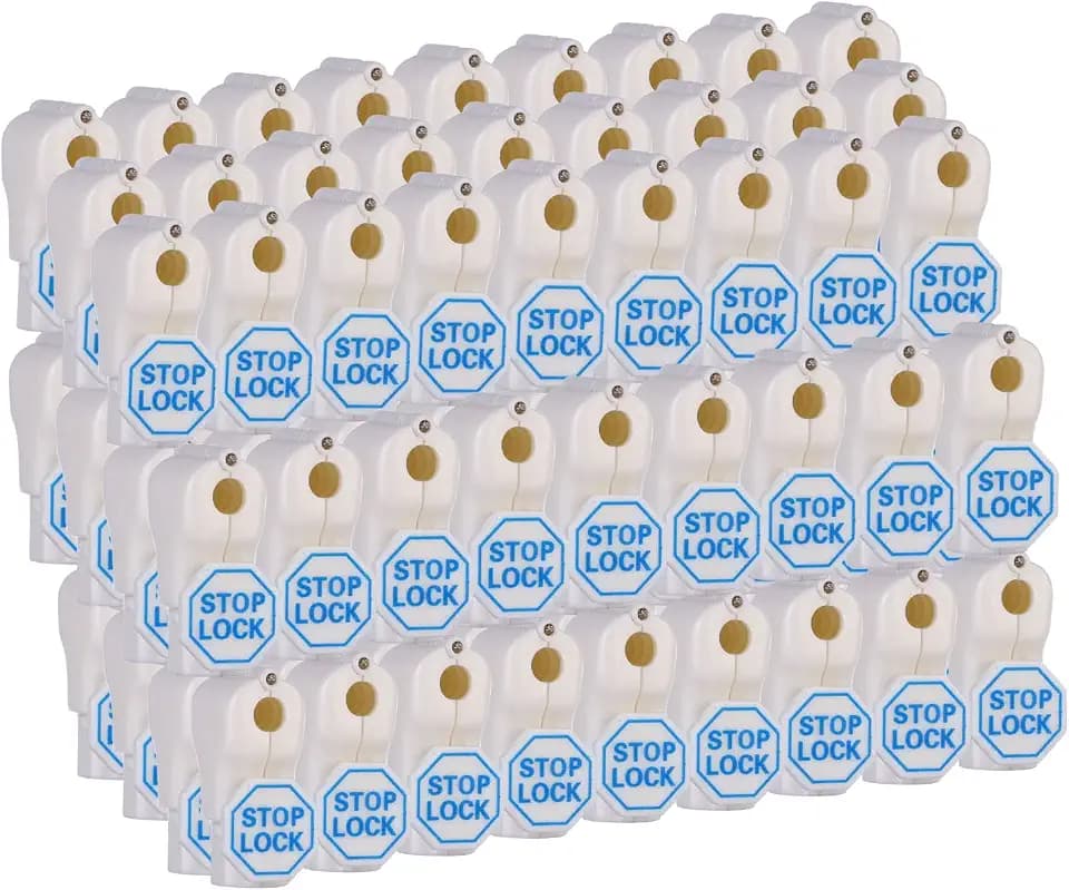 LeaGerous 200 Pcs Magnetic Peg Hook Stop Lock 6mm, Display Hook Magnet Security Locks Compatible with 4.5-5.9mm pegboard for Retail Store and Shopping Center (White)