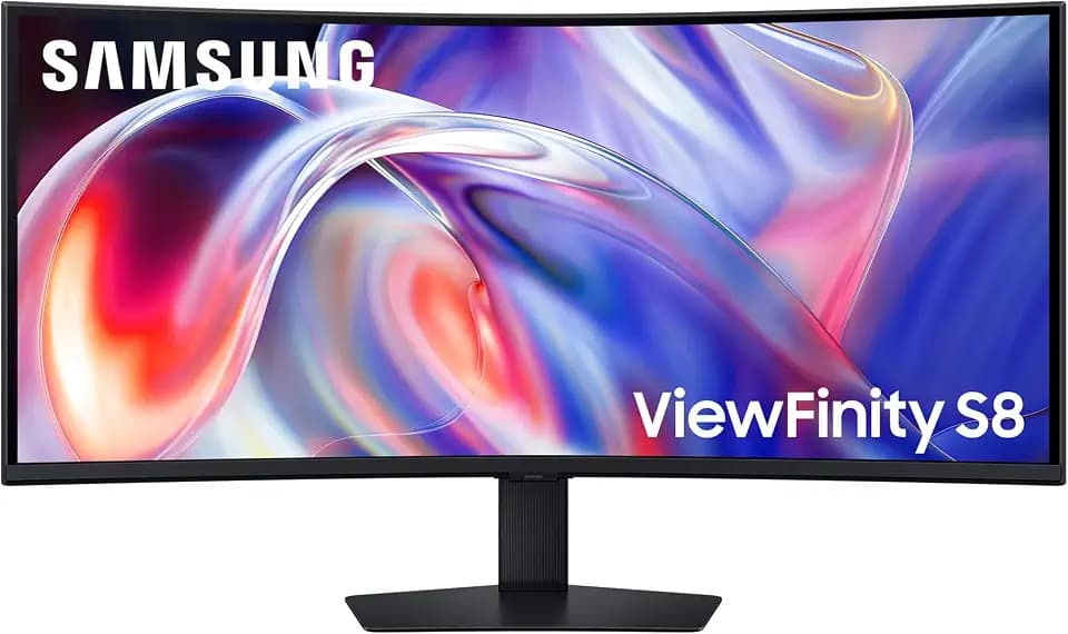 Samsung ViewFinity S8 40 Zoll S85TH 5K WUHD VA 144 Hz Curved PC-Monitor | Curved PC Bildschirm mit KVM-Switch, Reaktionszeit 4 ms, HDR10+, Thunderbolt 5, AMD FreeSync Premium, LS40H850TAUXEN