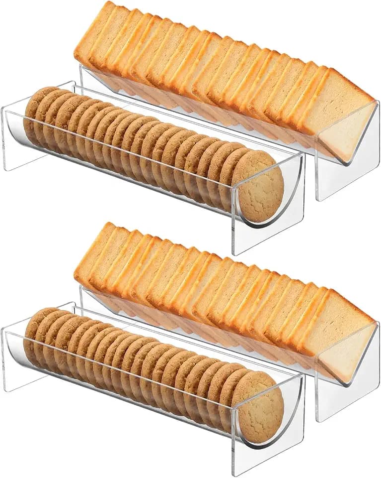 4 Pack Cracker Tray for Serving Clear Acrylic Biscuit Stand Cracker Holder
