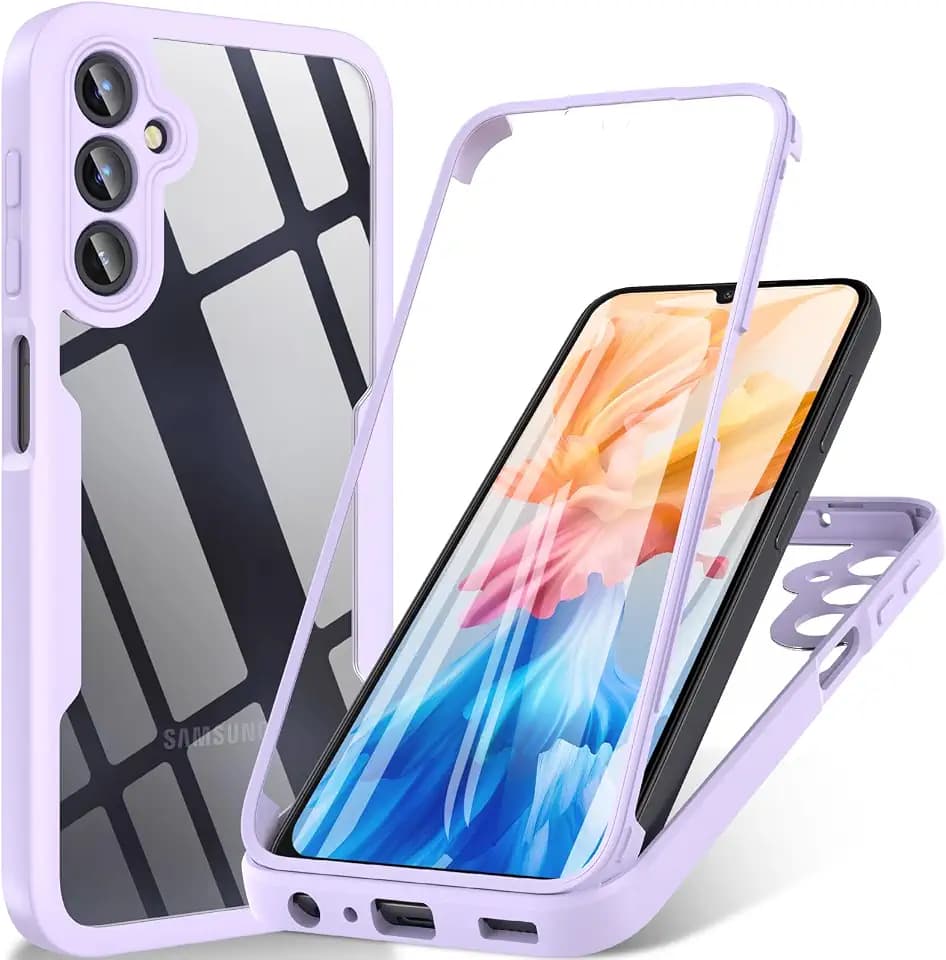 BESINPO Für Samsung Galaxy A25 5g Hülle, Samsung A25 Hülle, 360° Rundumschutz Robust Case Stoßfest Handyhülle Mit Eingebautem Displayschutz, Schutzhülle für Samsung A25 (Helles Lila)