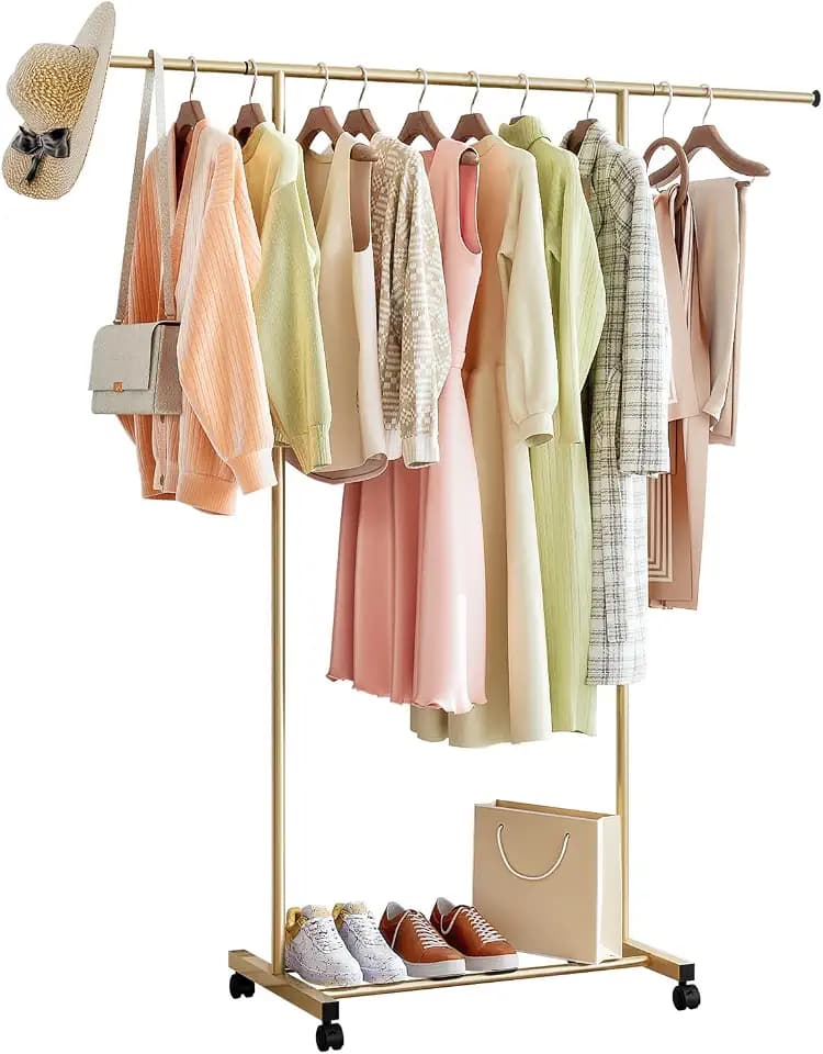 SUOERNUO Clothes Rack with Lockable Wheels Garment Rack for Hanging Clothes
