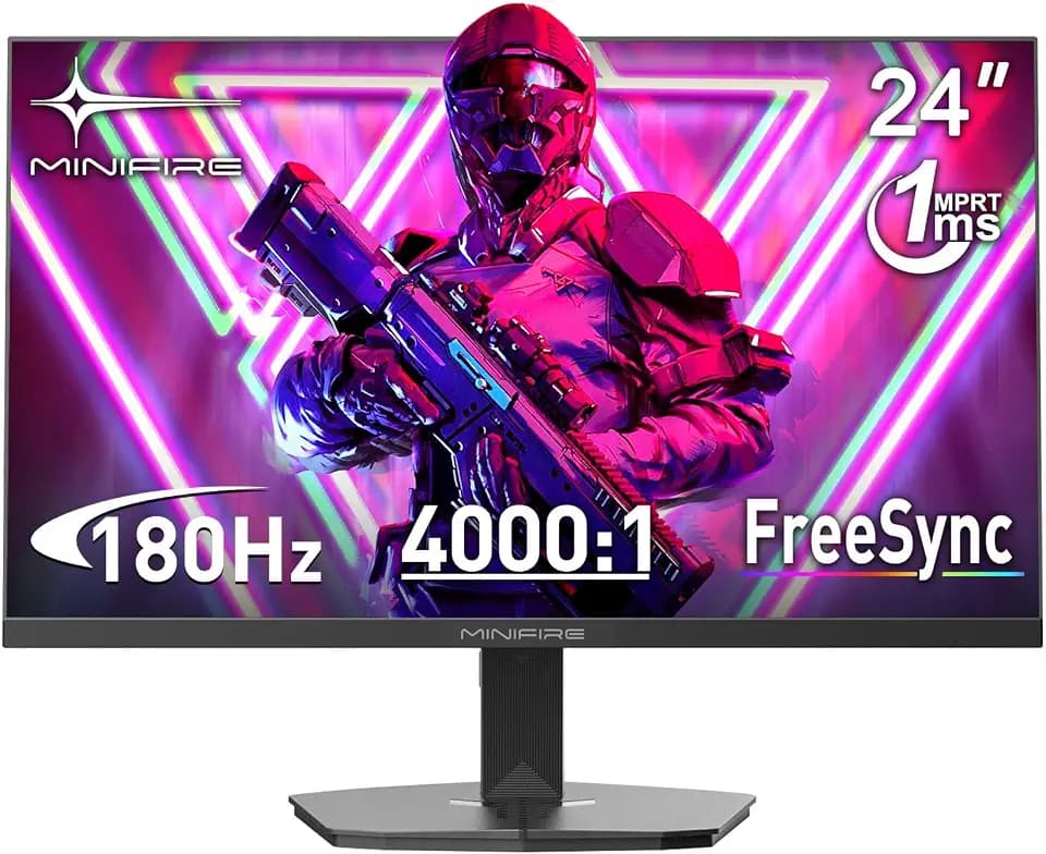 Minifire Monitor 24 Zoll,180Hz Gaming Monitor,1ms MPRT,FHD 1080p PC Monitor | Support AdaptiveSync, HDR 10, Low Blue Light, Fadenkreuz | 1 × HDMI 1.4 & DP 1.2 & 4000:1 Kontrast, MFG24F4L