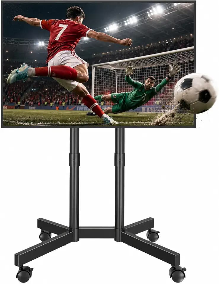 BONTEC Rolling TV Stand for 32-75 Inch TVs, Heavy Duty TV Stand, Black
