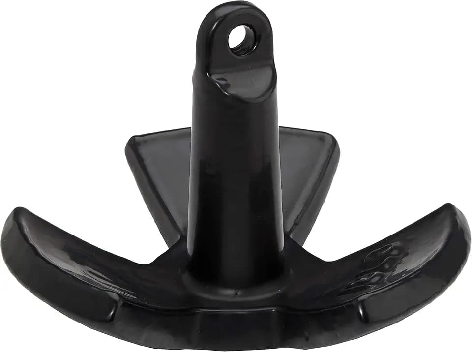Attwood 9946B1 Solid Cast Iron 18-Pound Large Eye River Boat Anchor, Black PVC-Coated Finish