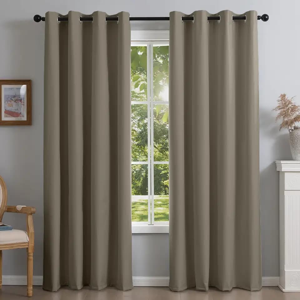 Fire Retardant Fluorine Free NFPA701 Standard Curtains 63 inches 2 Panels 100% Blackout Drapes for Bedroom Living Room Darkening Curtain Thermal Insulated Grommet (52x63 inch,Cement Gray)